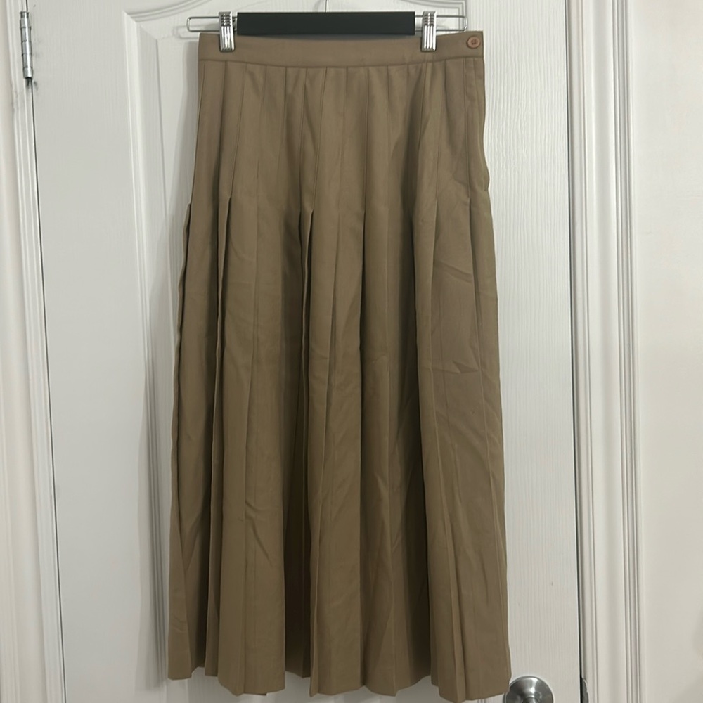 A-Line Pleated Maxi Skirt in Camel